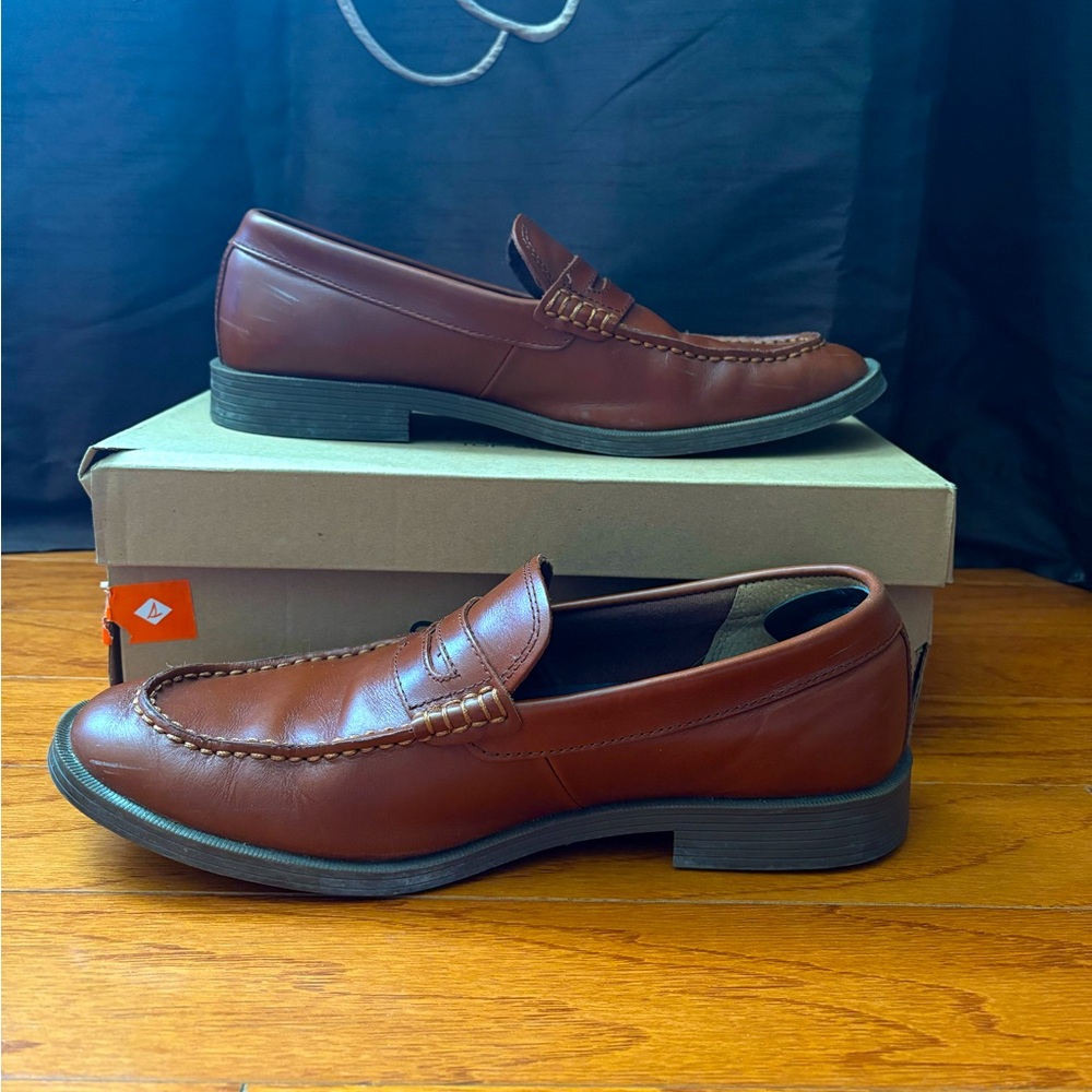Sperry Brown Leather Slip-On Loafers Moccasin Style